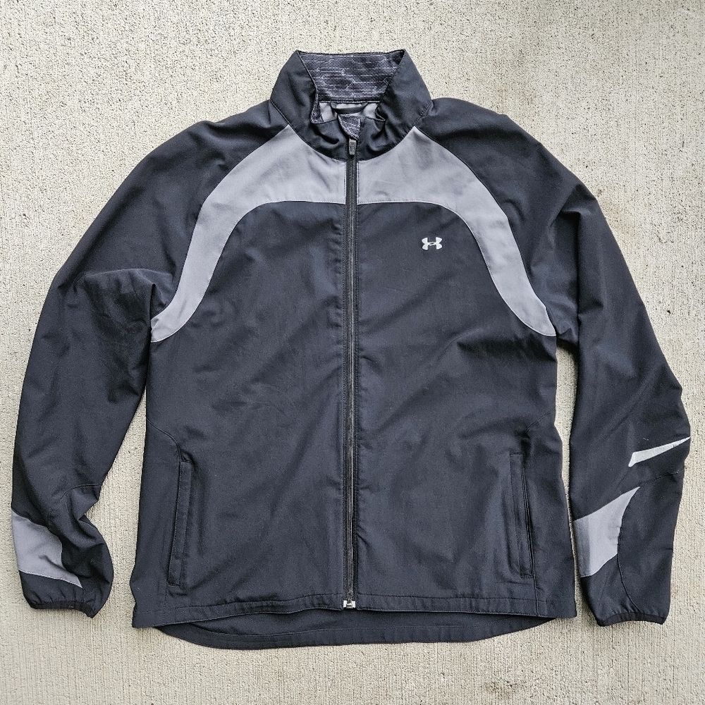Under Armour Men's Size Large Black Lightweight Full Zip Up Windbreaker Jacket